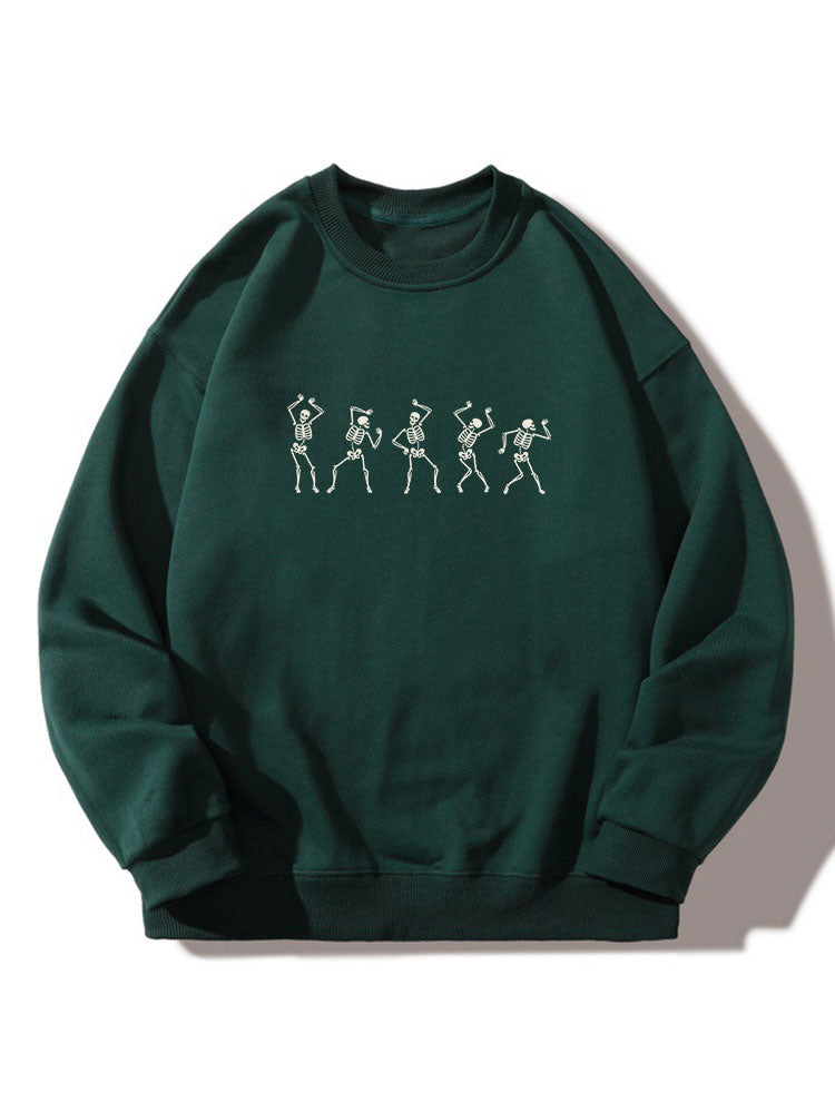 Dancing Skeleton Print Crew Neck Relaxed Sweatshirt