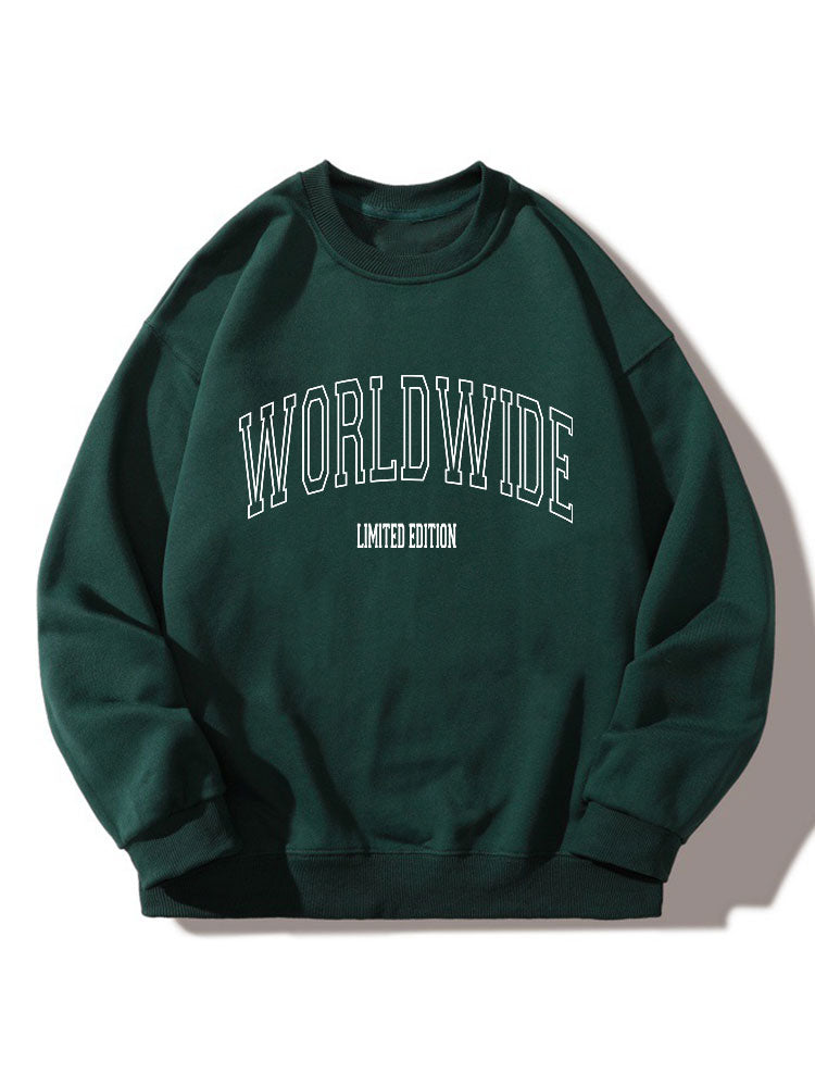 Worldwide Letter Print Crew Neck Relaxed Sweatshirt