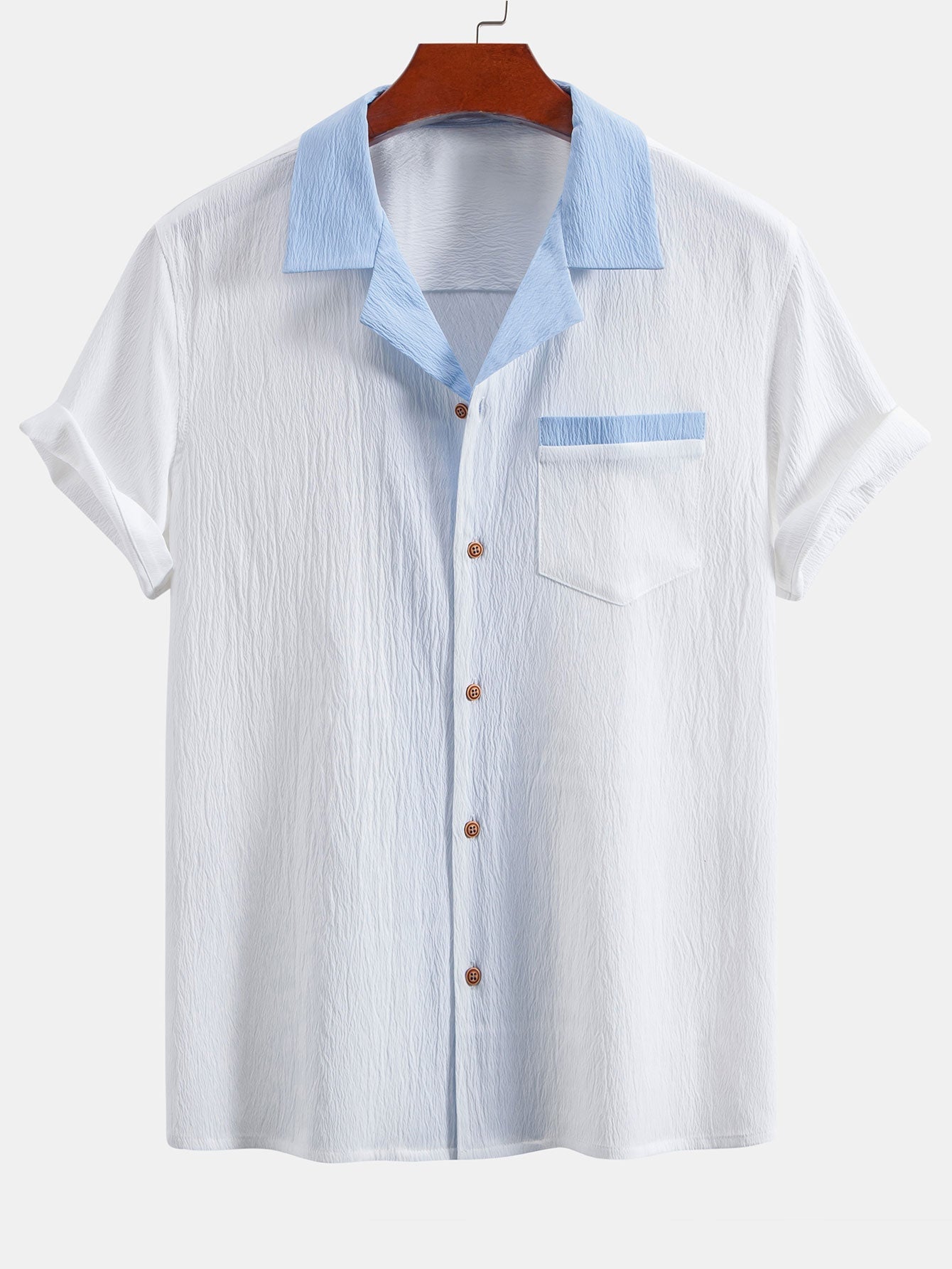 Textured Contrast Cuban Shirt