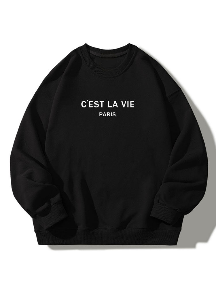 Paris Print Crew Neck Relaxed Sweatshirt