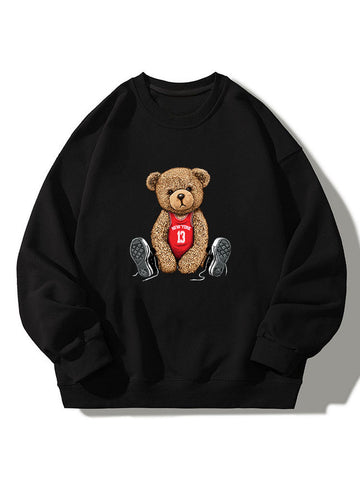 New York Bear Print Relaxed Sweatshirt