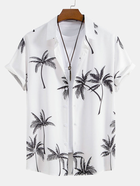 Palm Tree Print Button Up Shirt