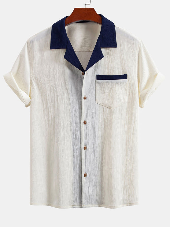 Textured Contrast Cuban Shirt