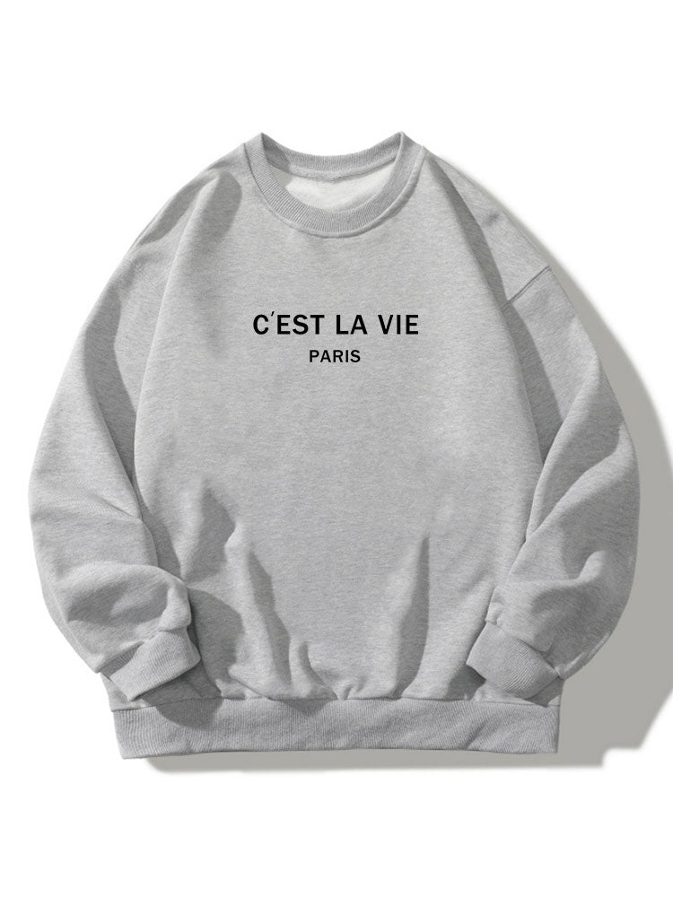 Paris Print Crew Neck Relaxed Sweatshirt