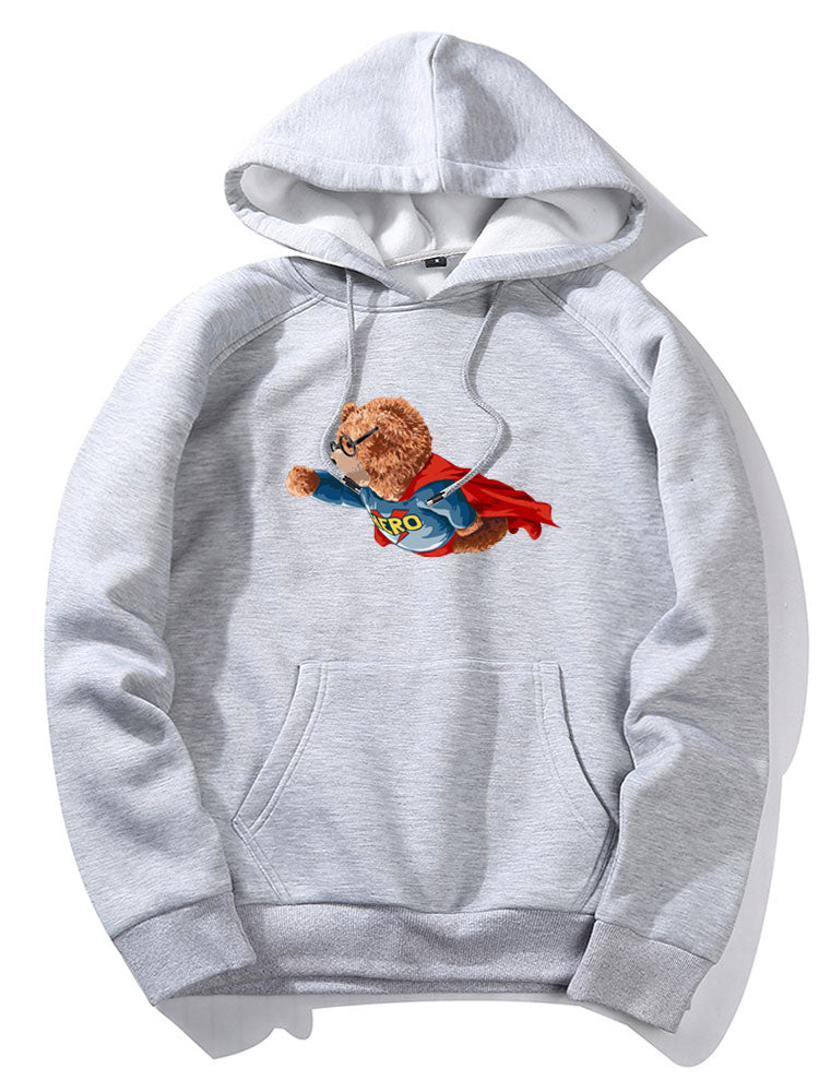 Superhero Bear Print Hoodie