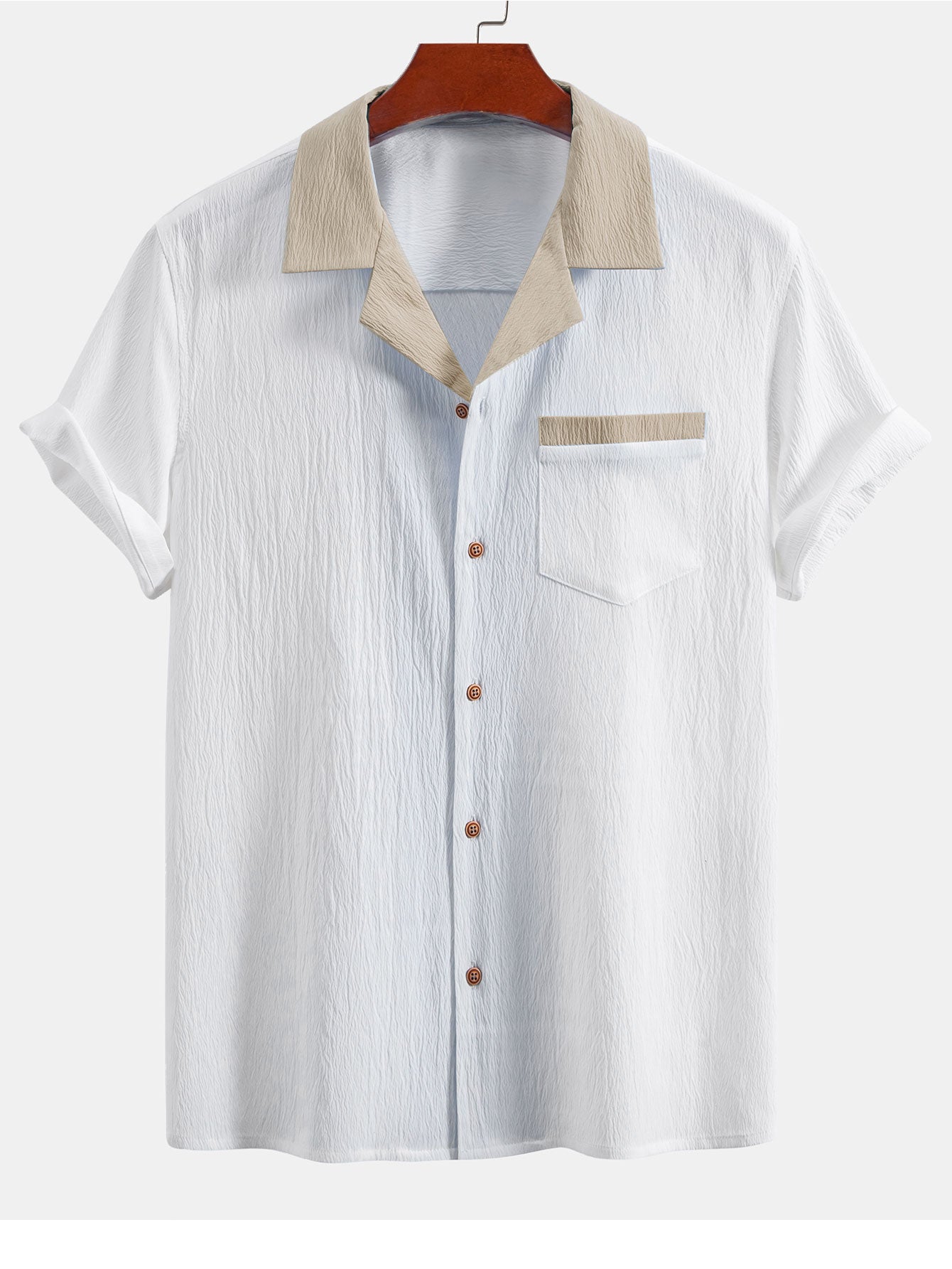 Textured Contrast Cuban Shirt