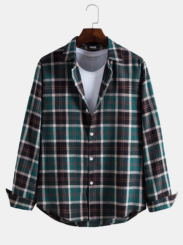 Long Sleeve Plaid Button Through Shirt