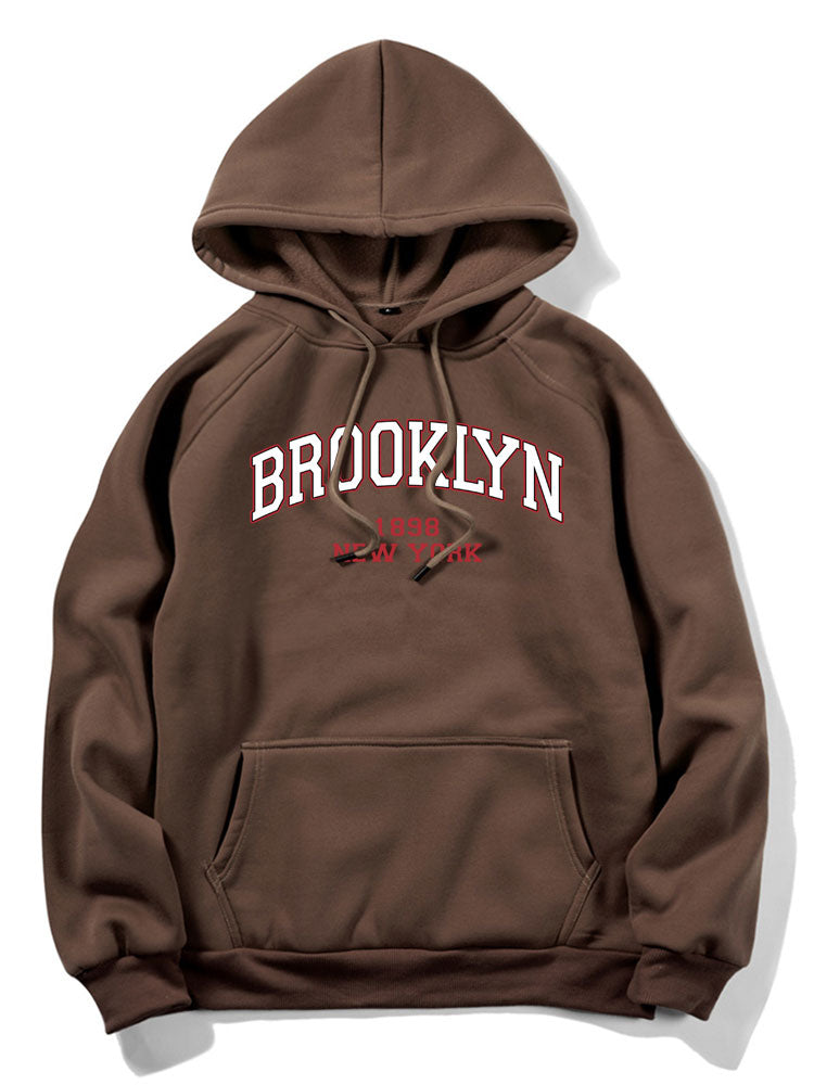 Brooklyn Letter  Print Raglan Sleeve  Hoodie