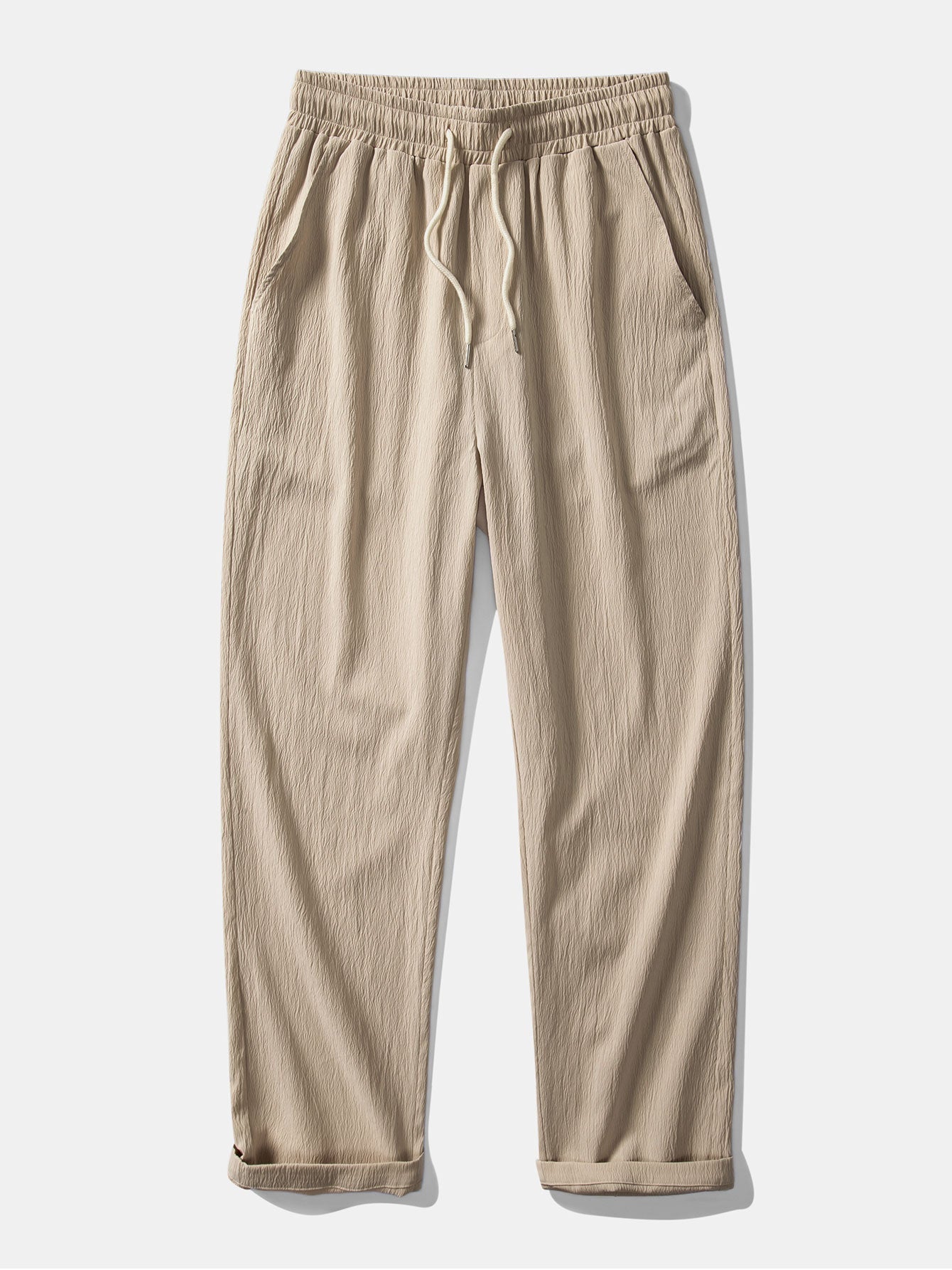 Wrinkle Textured Straight Leg Pants