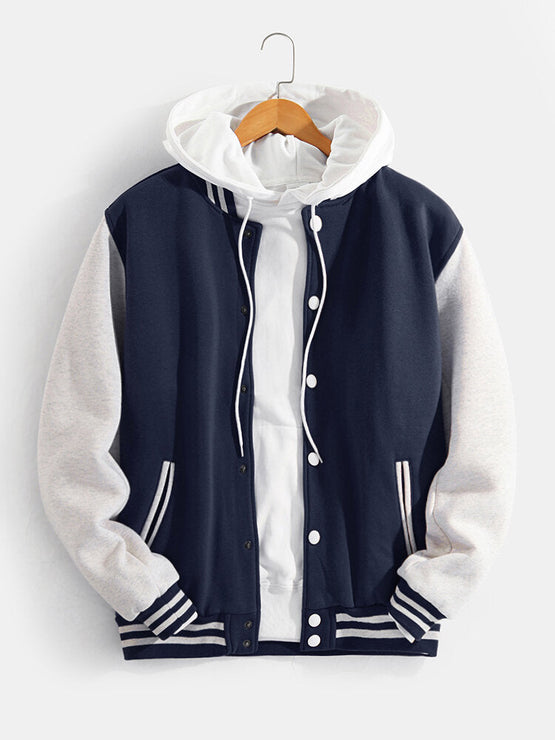 Contrast Baseball Jacket Without Hoodie