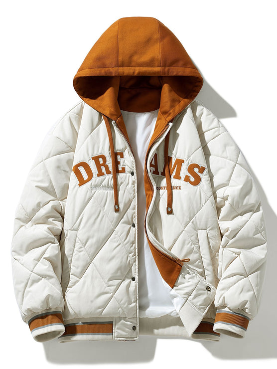 2 in 1 Quilted Hooded Baseball Jacket