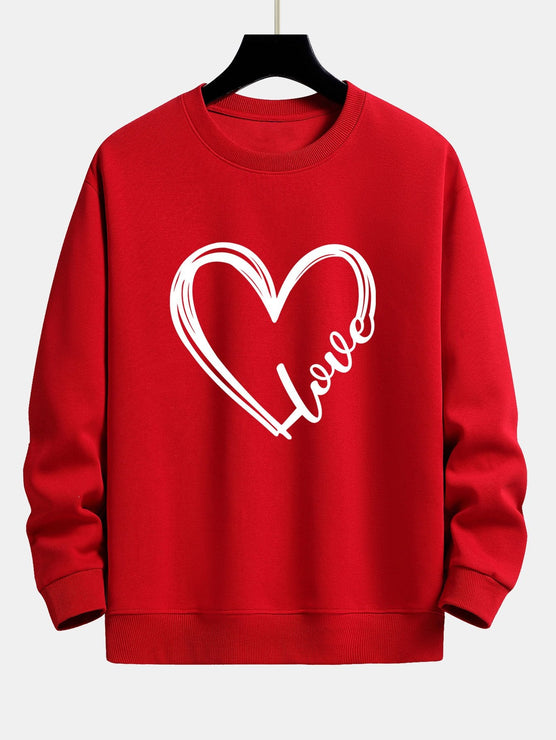 Doodle Heart Print Relax Fit Sweatshirt