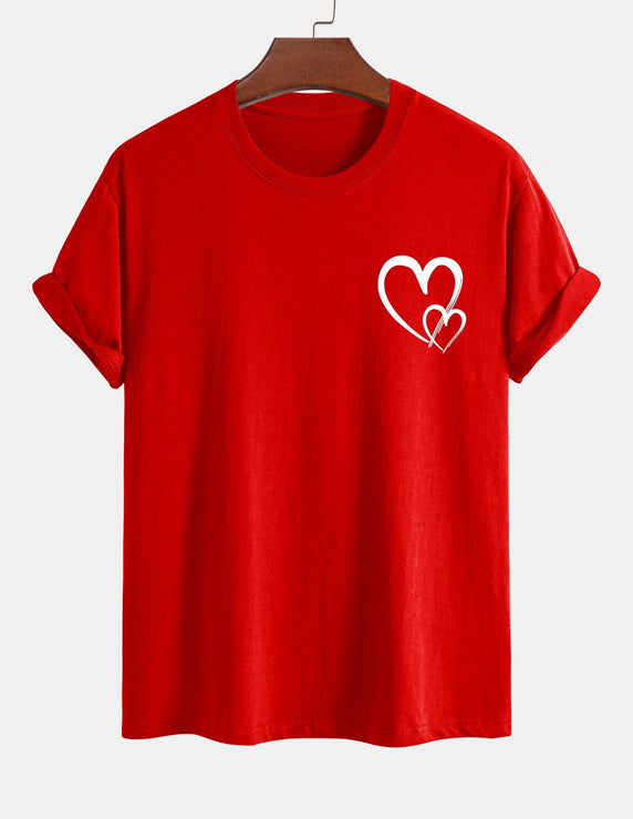 Regular Fit Heart Print Cotton T-Shirt