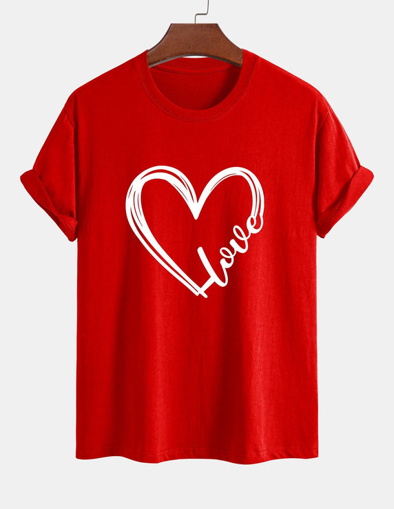 Regular Fit Heart Print Cotton T-Shirt