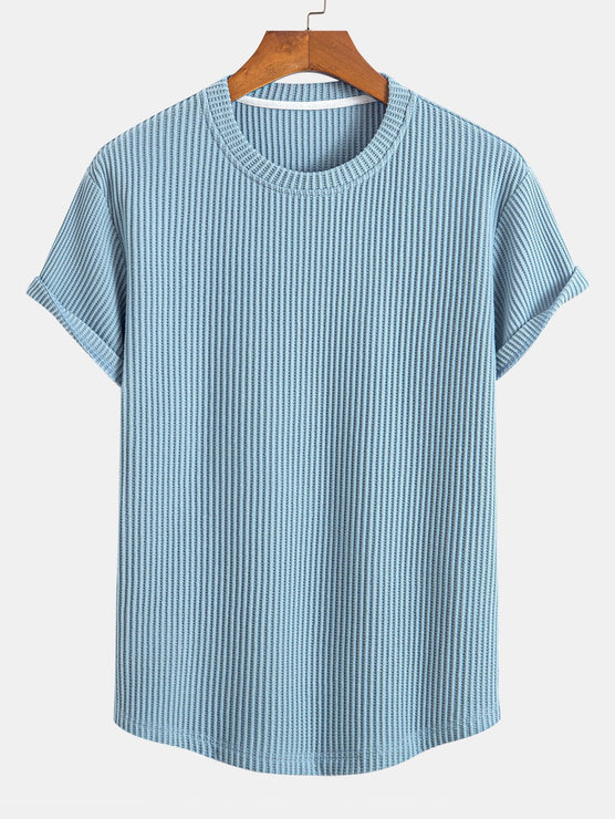 Knitted Waffle Arc Hem T-Shirt