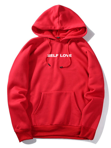 Self Love Slogan Print Hoodie